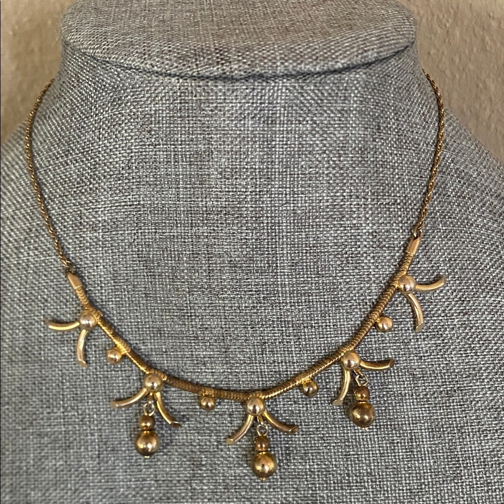 Sterling Vintage Bond Boyd Gold Plated Fringe Choker Necklace | 15.5”